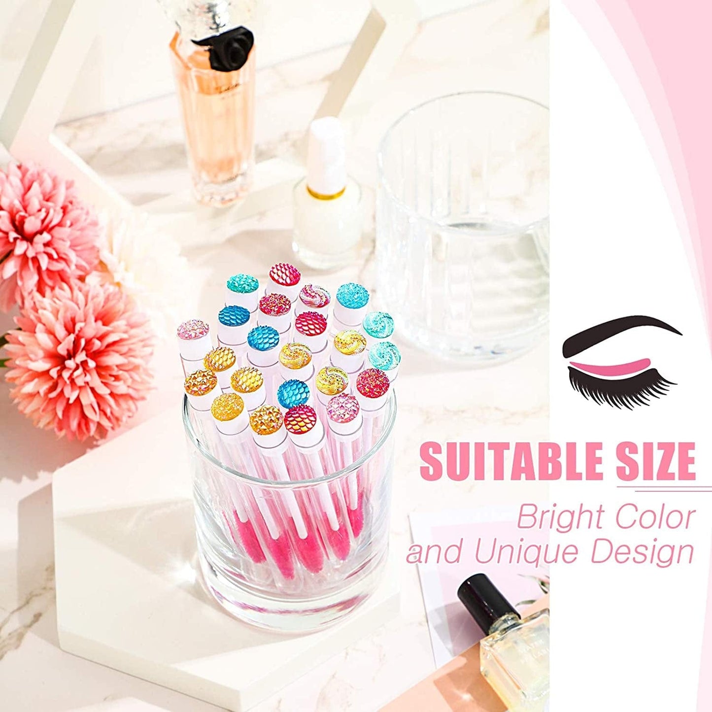 80 Pieces Disposable Mascara Brushes Tubes Set, 40 Pieces Diamond Empty Mascara Wand Tube with 40 Pieces Eyelash Brush Spoolies Makeup Tool for Eyelash Extension (Pink) Health & Beauty > Personal Care > Cosmetics > Cosmetic Tools > Makeup Tools Maitys