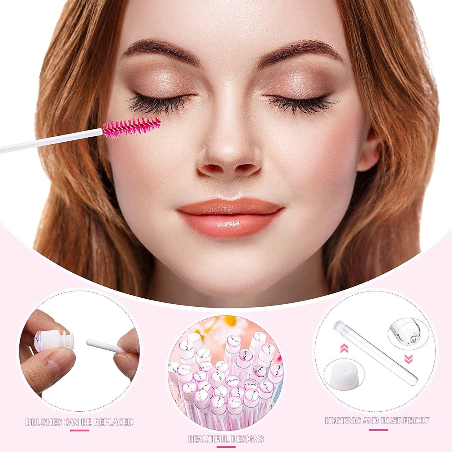 80 Pieces Disposable Mascara Brushes Tubes Set, 40 Pieces Empty Mascara Wand Tube with 40 Pieces Eyelash Brush Makeup Tool Cleaning Brush for Eyelash Extension (Pink Eyelash Style) Health & Beauty > Personal Care > Cosmetics > Cosmetic Tools > Makeup Tools Patelai