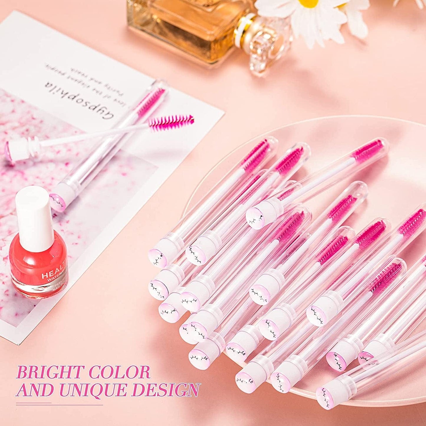 80 Pieces Disposable Mascara Brushes Tubes Set, 40 Pieces Empty Mascara Wand Tube with 40 Pieces Eyelash Brush Makeup Tool Cleaning Brush for Eyelash Extension (Pink Eyelash Style) Health & Beauty > Personal Care > Cosmetics > Cosmetic Tools > Makeup Tools Patelai