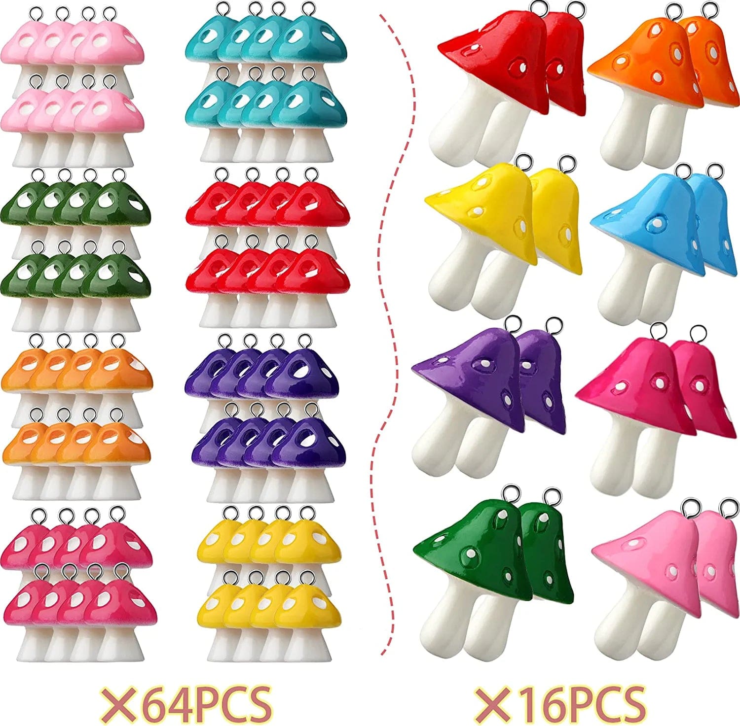 80 Pieces Mushroom Pendant Charm Mushroom Resin Charms Cute Mushroom Shape Charms DIY Pendant Jewelry Pendants for Bracelets Necklaces Earrings Keychains DIY Crafts Making (Multi Colors)