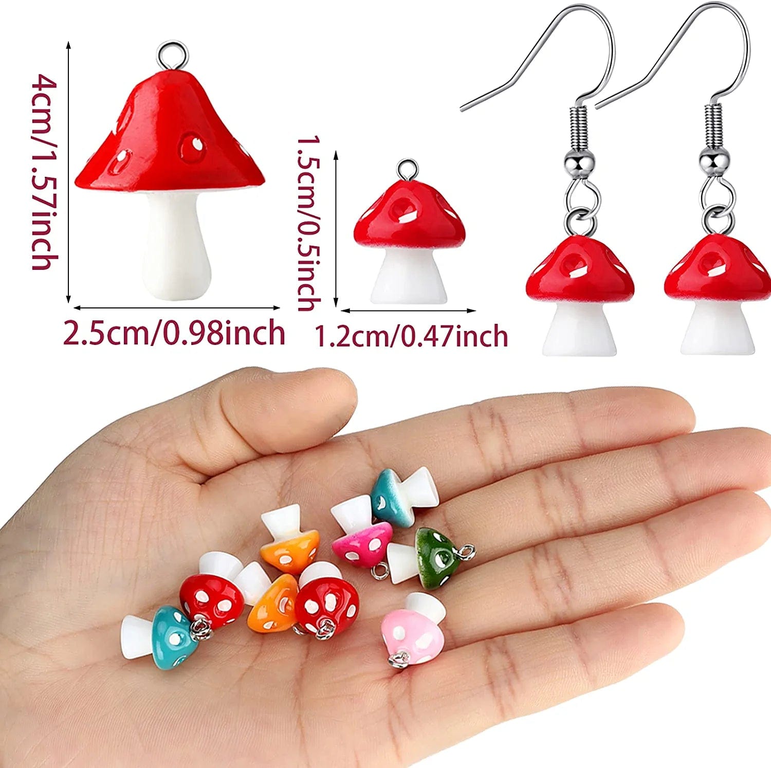 80 Pieces Mushroom Pendant Charm Mushroom Resin Charms Cute Mushroom Shape Charms DIY Pendant Jewelry Pendants for Bracelets Necklaces Earrings Keychains DIY Crafts Making (Multi Colors)