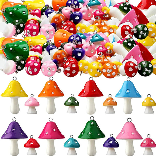 80 Pieces Mushroom Pendant Charm Mushroom Resin Charms Cute Mushroom Shape Charms DIY Pendant Jewelry Pendants for Bracelets Necklaces Earrings Keychains DIY Crafts Making (Multi Colors)