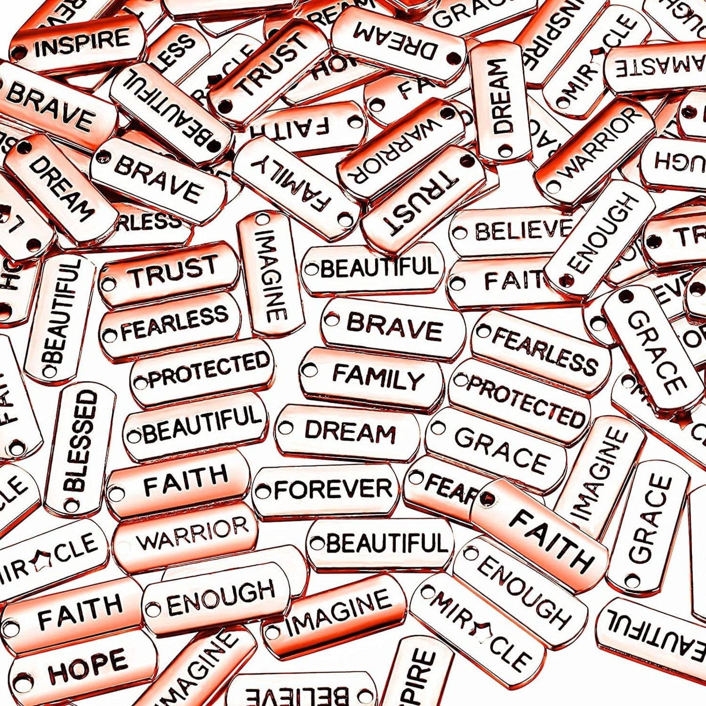80 Pieces Word Charms Pendants Engraved Motivational Charms Pendants Jewelry Making Accessories for DIY Necklaces, Bracelets, Key Chains(Silver) Rose Gold