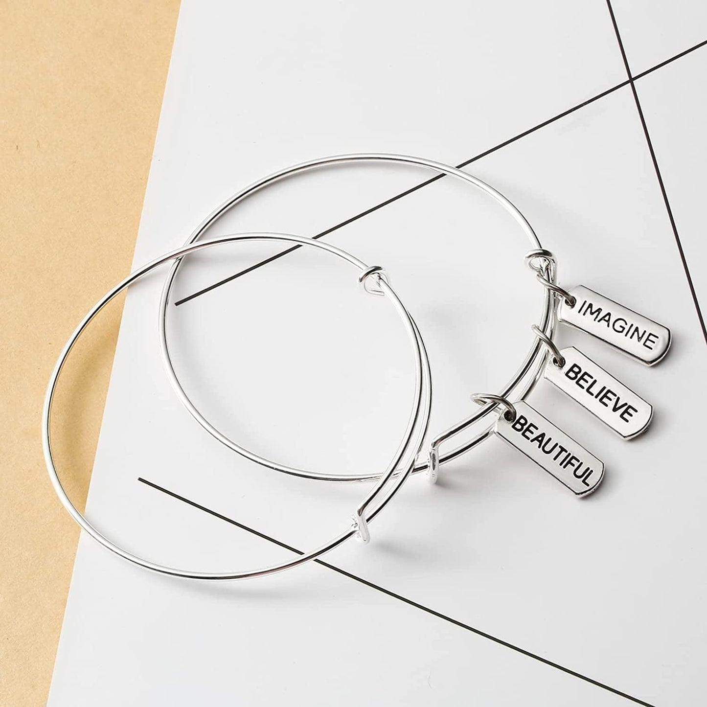80 Pieces Word Charms Pendants Engraved Motivational Charms Pendants Jewelry Making Accessories for DIY Necklaces, Bracelets, Key Chains(Silver)