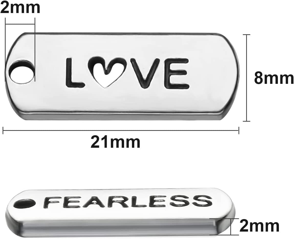 80 Pieces Word Charms Pendants Engraved Motivational Charms Pendants Jewelry Making Accessories for DIY Necklaces, Bracelets, Key Chains(Silver)