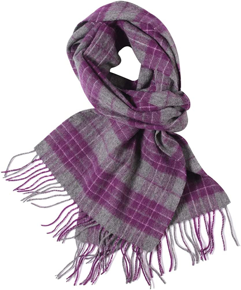 WAMSOFT 100% Pure Wool Scarf, Thick Long Plaid Scarf Winter Tartan Scarves for Men Women… Apparel & Accessories > Clothing Accessories > Scarves & Shawls WAMSOFT Purple Plaid