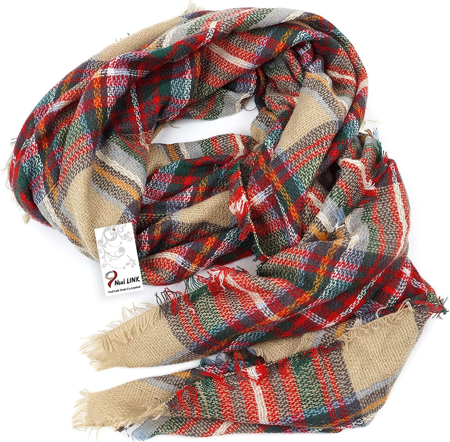 Neal LINK Women'S Plaid Scarf Blanket Wrap Warm Tartan Checked Shawl Tartan Scarves Pashmina Cape Apparel & Accessories > Clothing Accessories > Scarves & Shawls Neal LINK