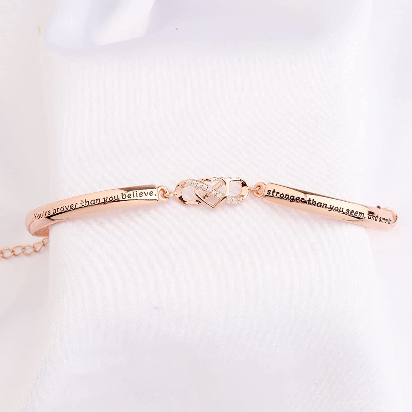 FEELMEM Inspirational Bracelet for Daughter Gifts from Mom You Are Braver Stronger Smarter than You Think Infinity Love Heart Bracelet to My Daughter Gift Apparel & Accessories > Jewelry > Bracelets FEELMEM