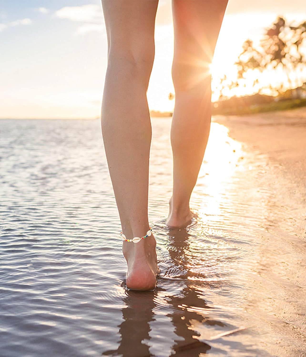 LOYALLOOK 10PCS Shell Turtle Ankle Bracelets Handmade Boho Anklet Jewelry Adjustable Natural Cowrie Shell Beach Bead Anklet for Women Apparel & Accessories > Jewelry > Anklets LOYALLOOK