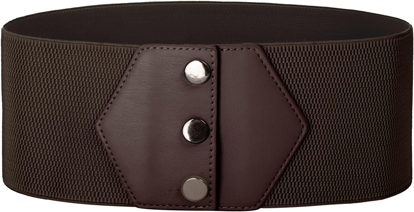 GRACE KARIN Women'S Snap-Button Corset Belt Wide Elastic Belts for Dress Stretchy Waistband Apparel & Accessories > Clothing Accessories > Belts GRACE KARIN Coffee X-Large