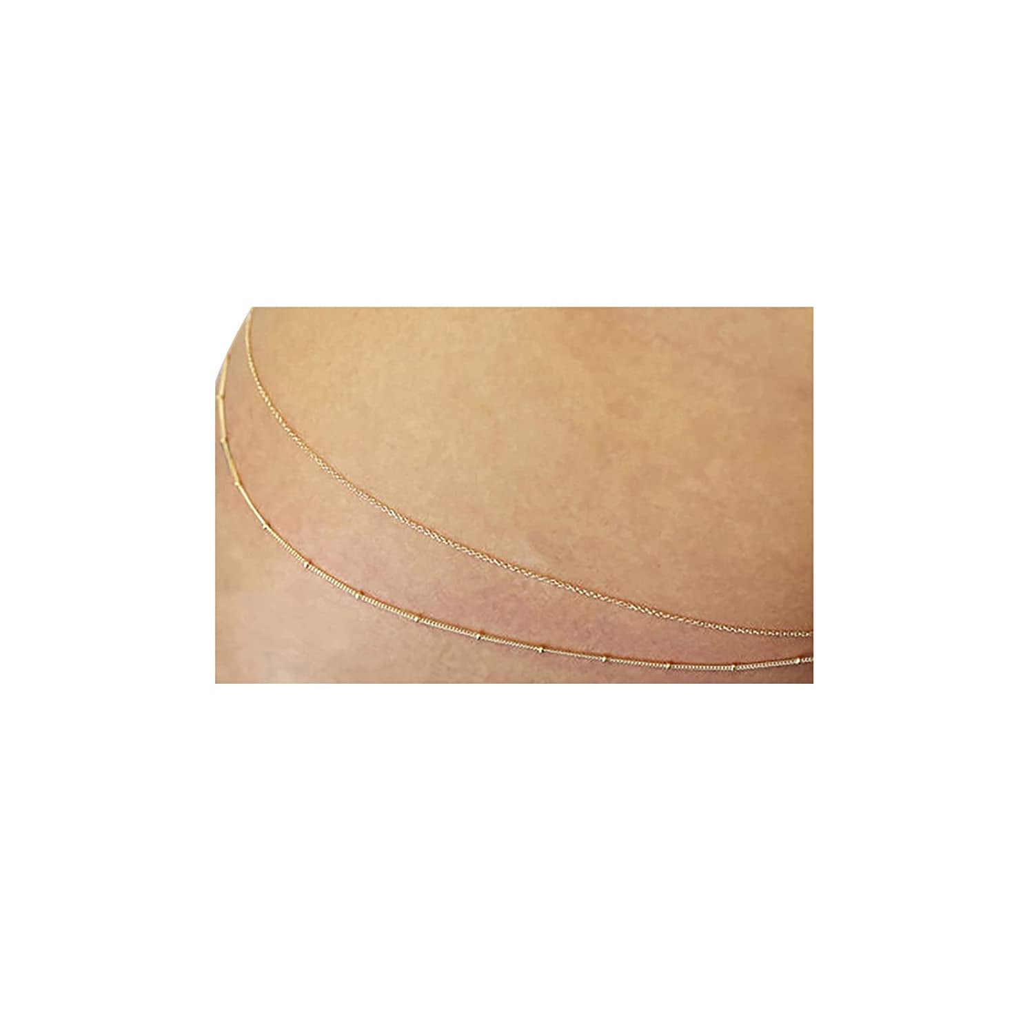 Simple Belly Chain Gold Pearl Waist Chains Summer Beach Sexy Body Jewelry Chain for Women and Girls Apparel & Accessories > Jewelry > Body Jewelry Rotaiboes Deep Gold