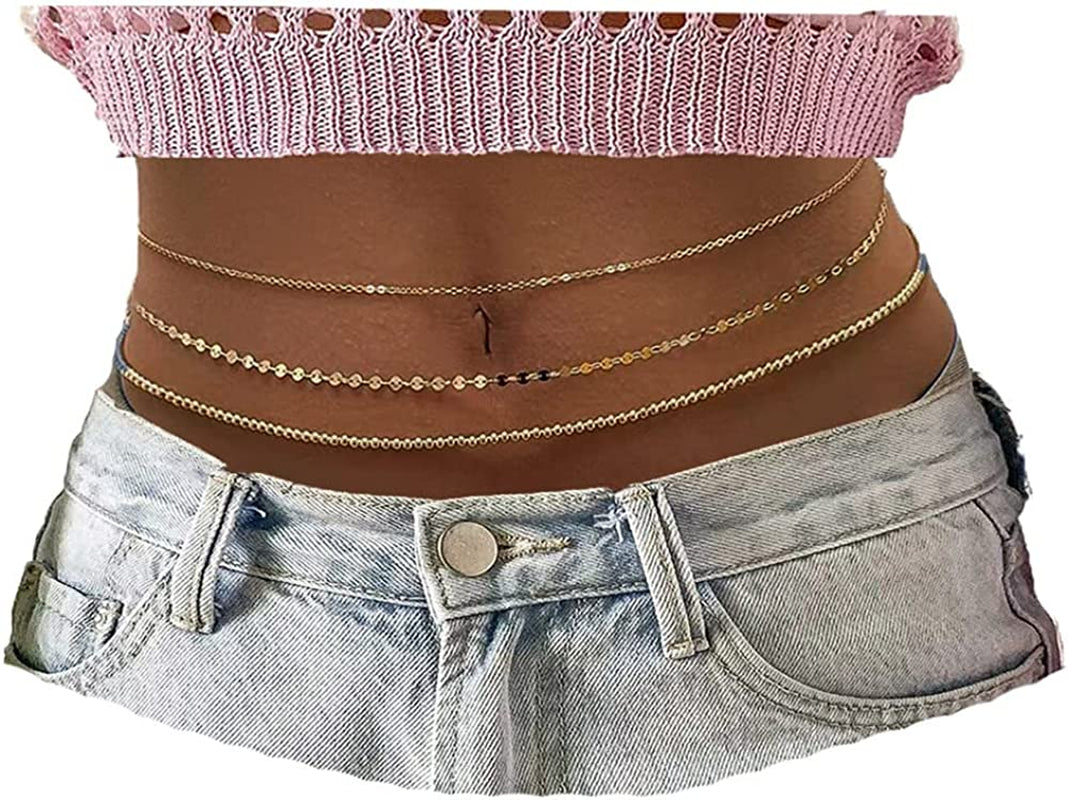 Butterfly Waist Chain with Crystals Gold Sexy Belly Chains Rhinestone Adjustable Beach Bikini Body Chain for Women Girls Stomach Jewelry Chain Summer Beach Bikini Belly Chains Rave Jewelry Gift Apparel & Accessories > Jewelry > Body Jewelry INLOLLY BeadsGold