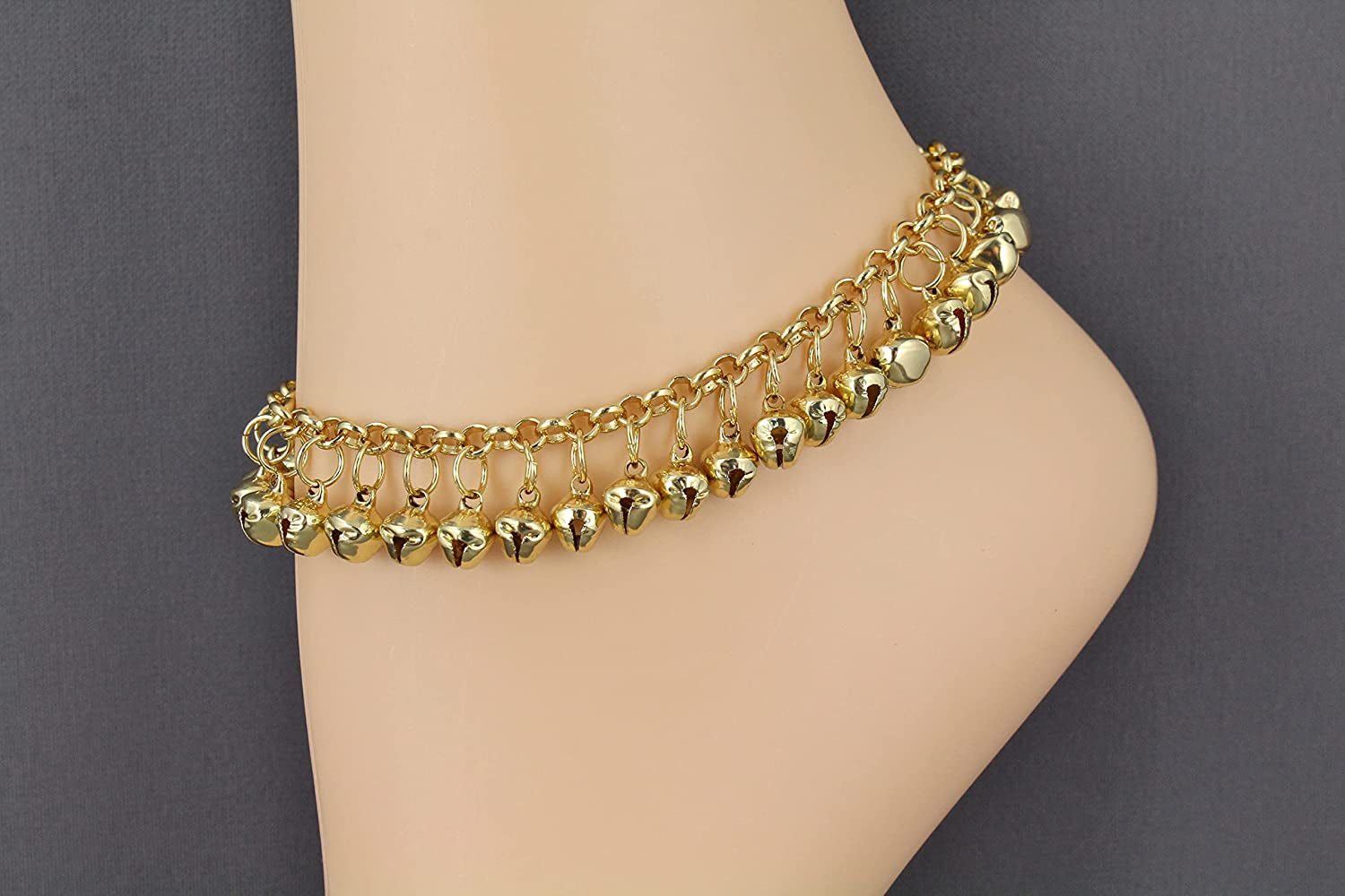 Gold Jingle Bells Adjustable Anklet Ankle Bracelet Belly Dancer 8-10 Inches Long Gold Bell Anklet Very Jingly Apparel & Accessories > Jewelry > Anklets Generic