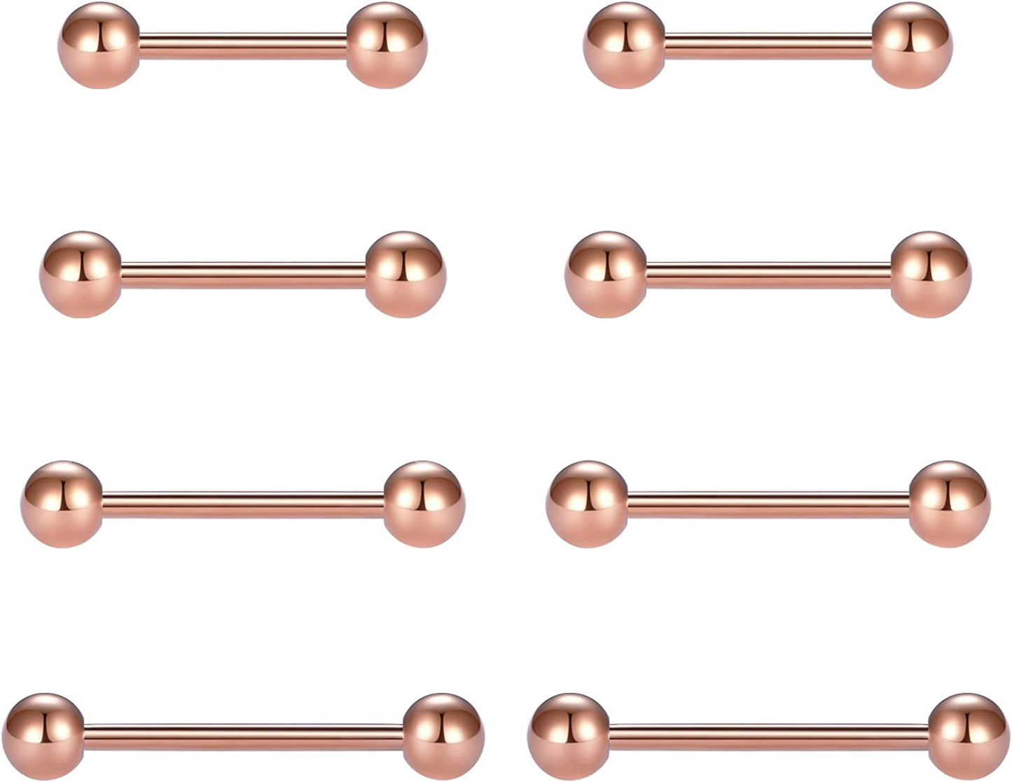 Vcmart Nipple Rings Tongue Rings Stainless Steel 14G Straight Barbells Piercing Jewelry 12Mm,14Mm,16Mm,18Mm Apparel & Accessories > Jewelry > Body Jewelry vcmart 3 -rose gold