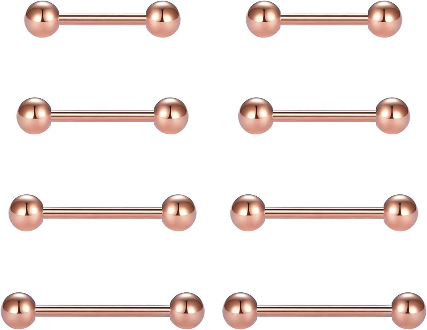 Vcmart Nipple Rings Tongue Rings Stainless Steel 14G Straight Barbells Piercing Jewelry 12Mm,14Mm,16Mm,18Mm Apparel & Accessories > Jewelry > Body Jewelry vcmart 3 -rose gold