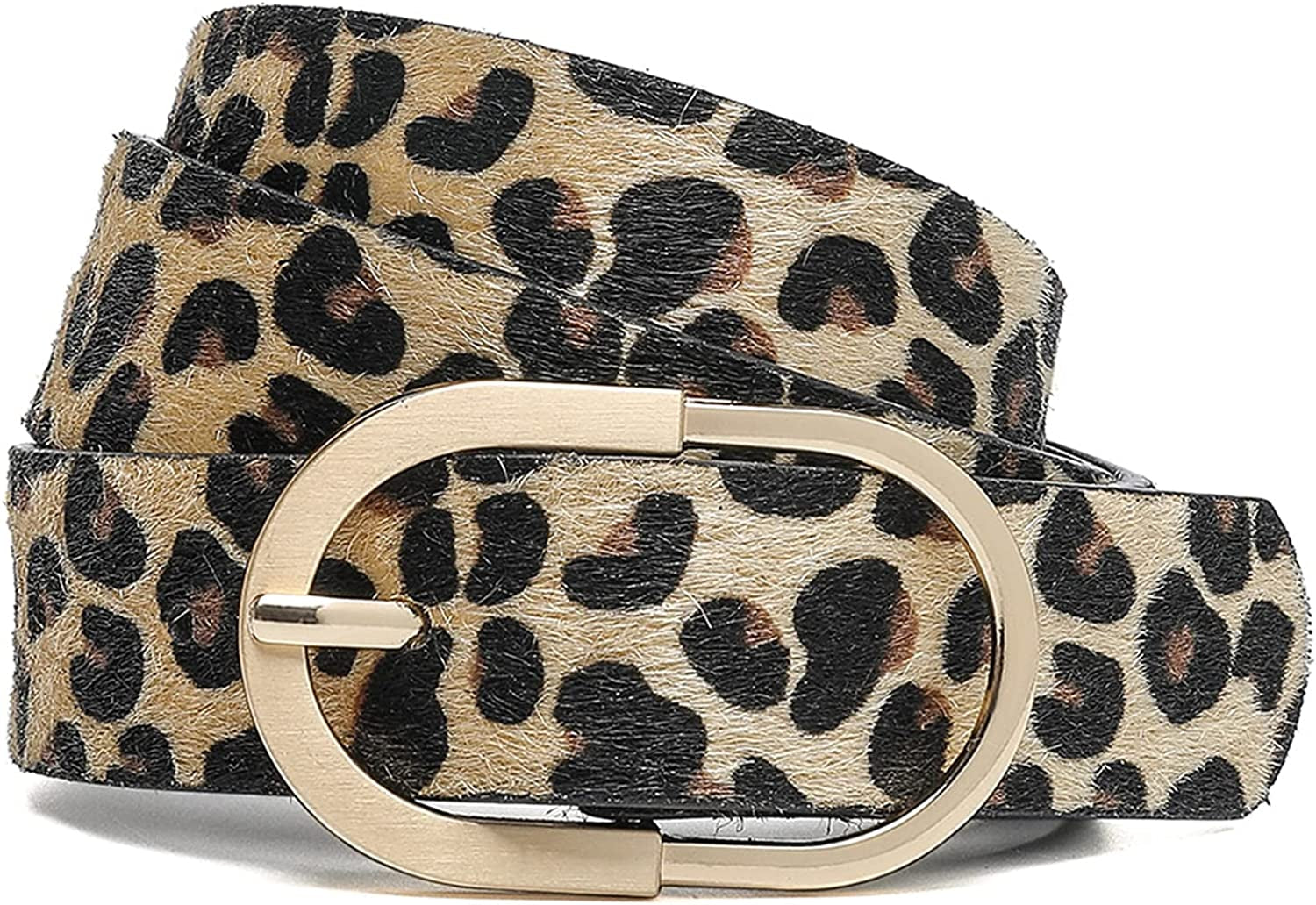 Tanpie Womens Leather Waist Belts for Jeans Pants with Gold Buckle Apparel & Accessories > Clothing Accessories > Belts Tanpie Leopard Small: fits waist from 26"-28"