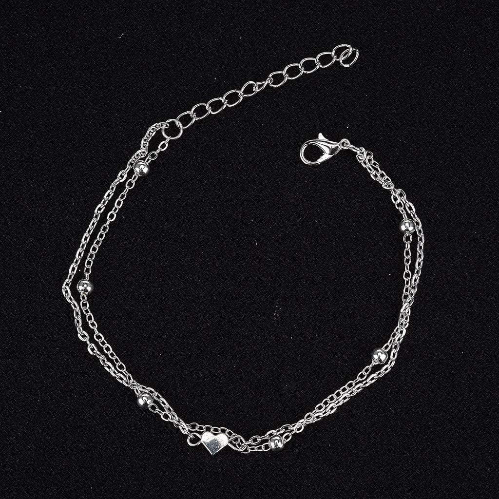 Love Heart Charm Ankle Bracelet Beach Ankle Bracelets Vintage Anklets Silver Layered Ankle Chain Foot Jewelry for Women and Girls Apparel & Accessories > Jewelry > Anklets Buymenow0