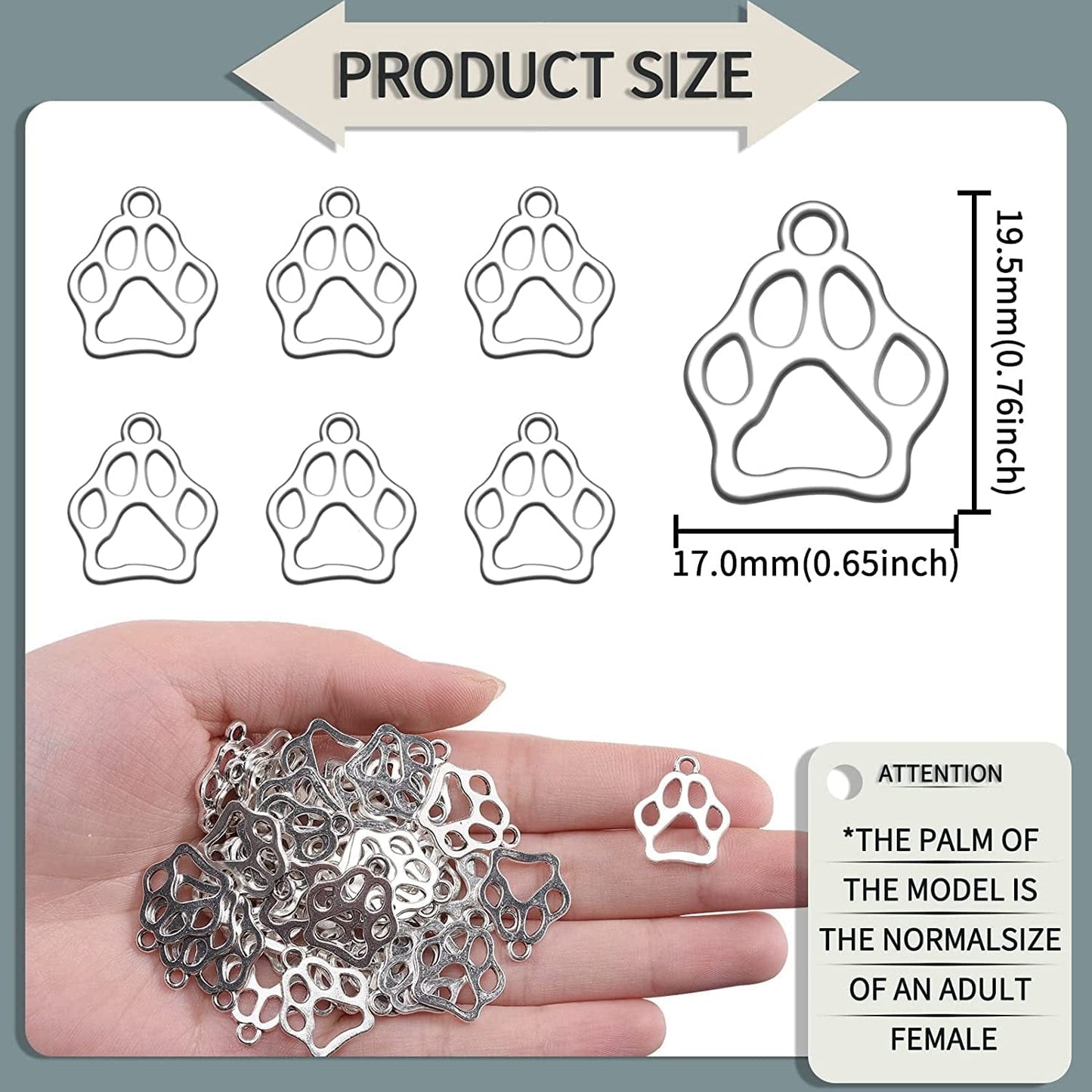 80Pcs Antique Silver Plated Dog Paw Prints Charms Pendant DIY Bracelets Necklace Jewelry Making Craft Wholesale 19Mmx17Mm(A286)