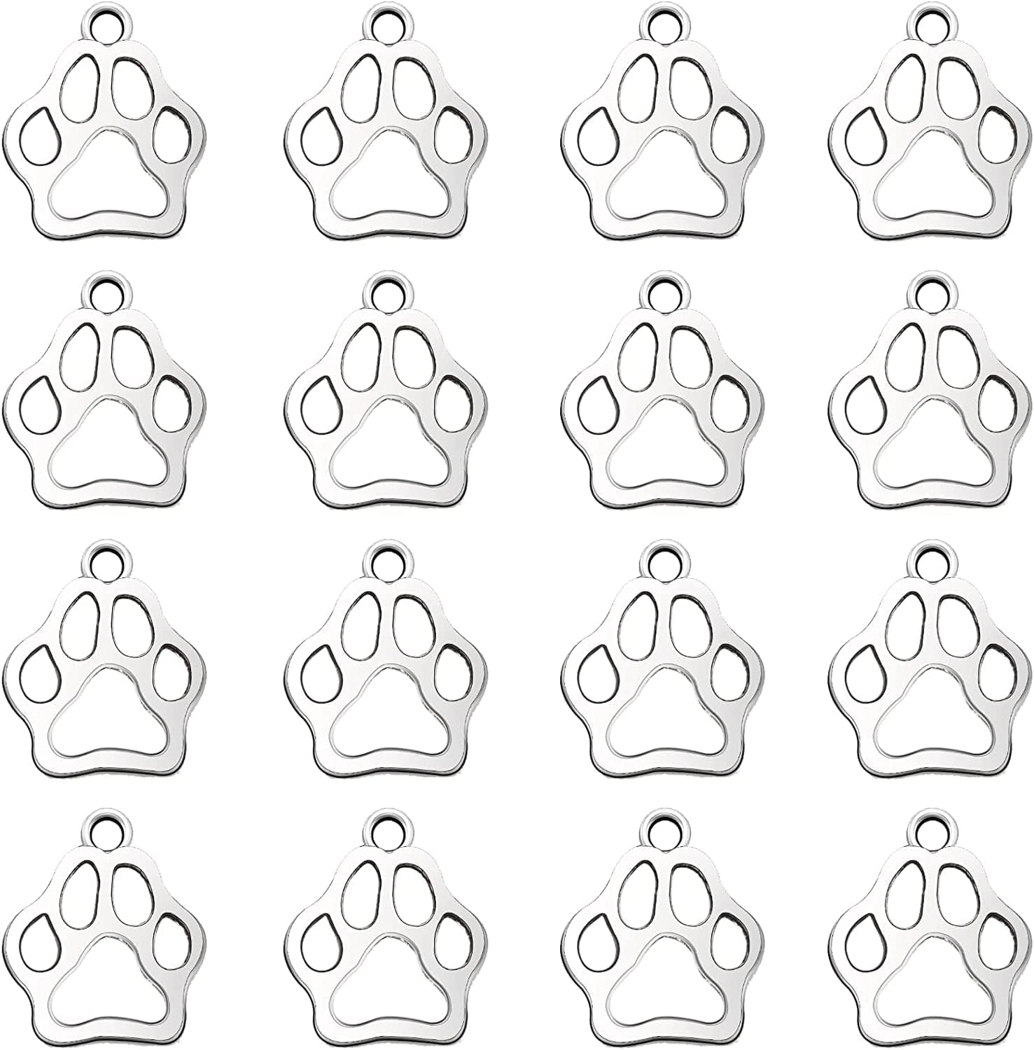 80Pcs Antique Silver Plated Dog Paw Prints Charms Pendant DIY Bracelets Necklace Jewelry Making Craft Wholesale 19Mmx17Mm(A286)
