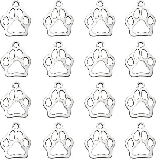 80Pcs Antique Silver Plated Dog Paw Prints Charms Pendant DIY Bracelets Necklace Jewelry Making Craft Wholesale 19Mmx17Mm(A286)