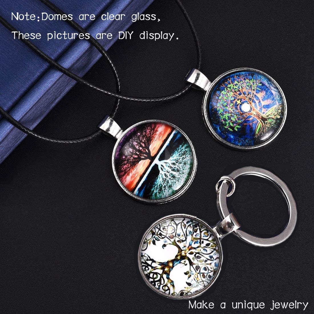 80Pcs Pendant Bezels and Clear Cabochon Domes Set for Photo Pendant Resin Craft Jewelry Making, 40Pcs Silver Pendant Trays with 40Pcs Transparent Glass Cabochons 1 Inch/25Mm Matching