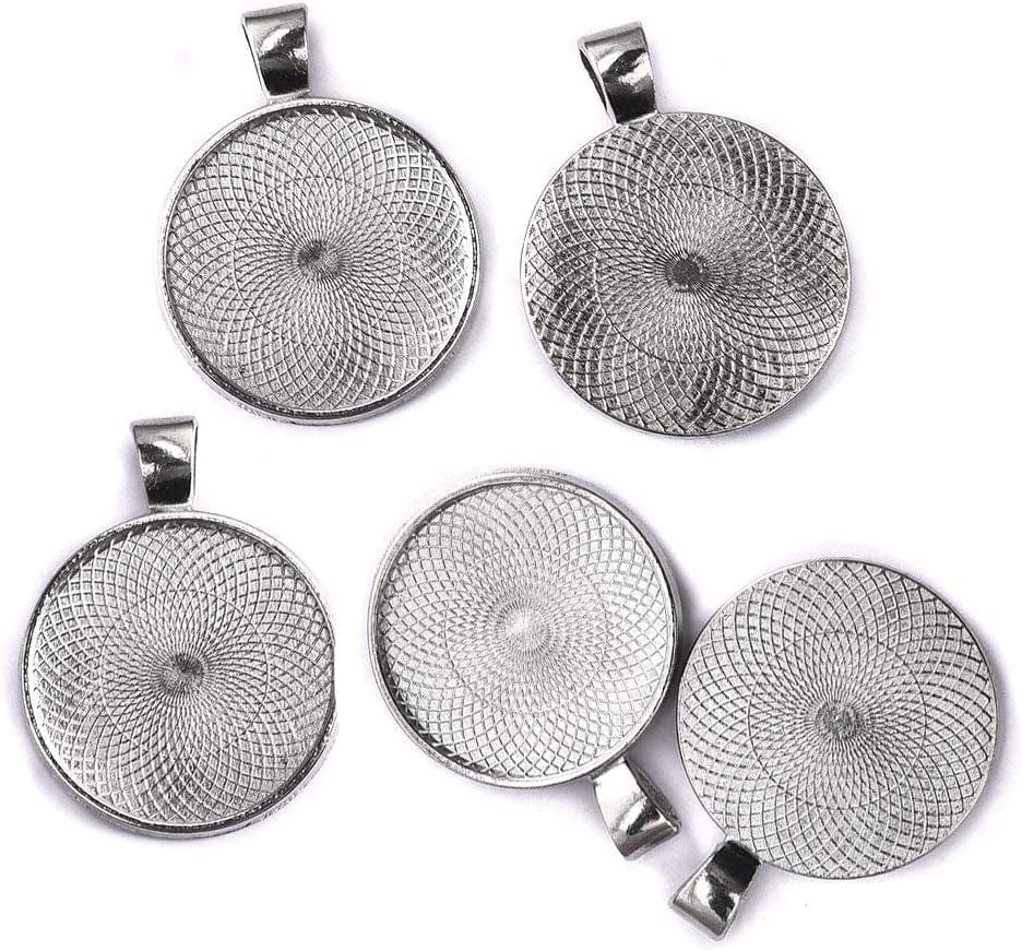 80Pcs Pendant Bezels and Clear Cabochon Domes Set for Photo Pendant Resin Craft Jewelry Making, 40Pcs Silver Pendant Trays with 40Pcs Transparent Glass Cabochons 1 Inch/25Mm Matching