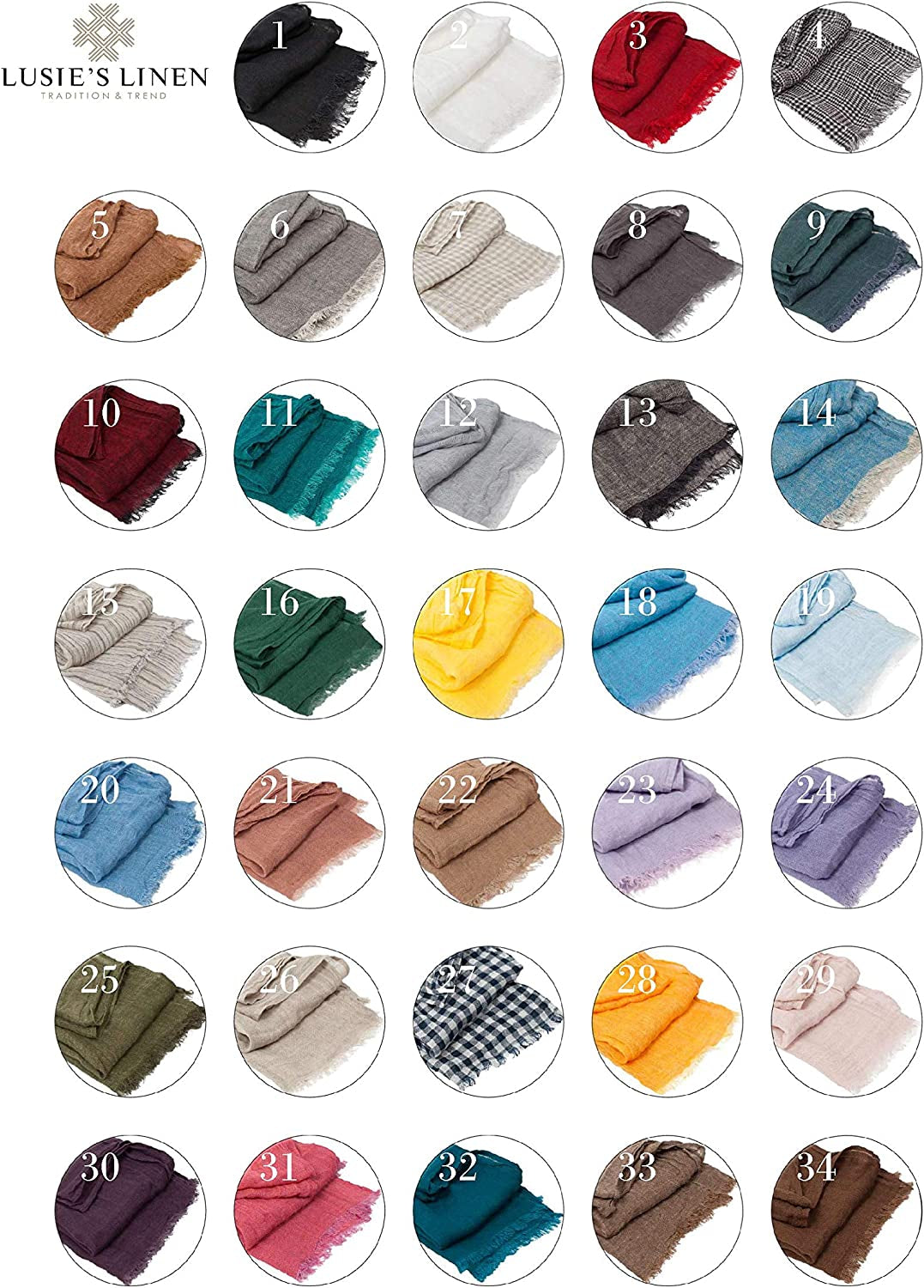 Lusie'S Linen Scarf Shawl Wrap for Women & Men Imported from Europe Apparel & Accessories > Clothing Accessories > Scarves & Shawls LUSIE'S LINEN