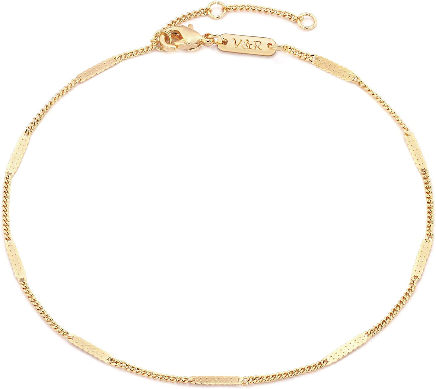Valloey Rover Women Handmade Dainty Anklet Silver 14K Gold Plated Bead Boho Beach Rhinestone Foot Chain Adjustable Ankle Bracelet for Women Apparel & Accessories > Jewelry > Anklets Valloey Rover Barchain