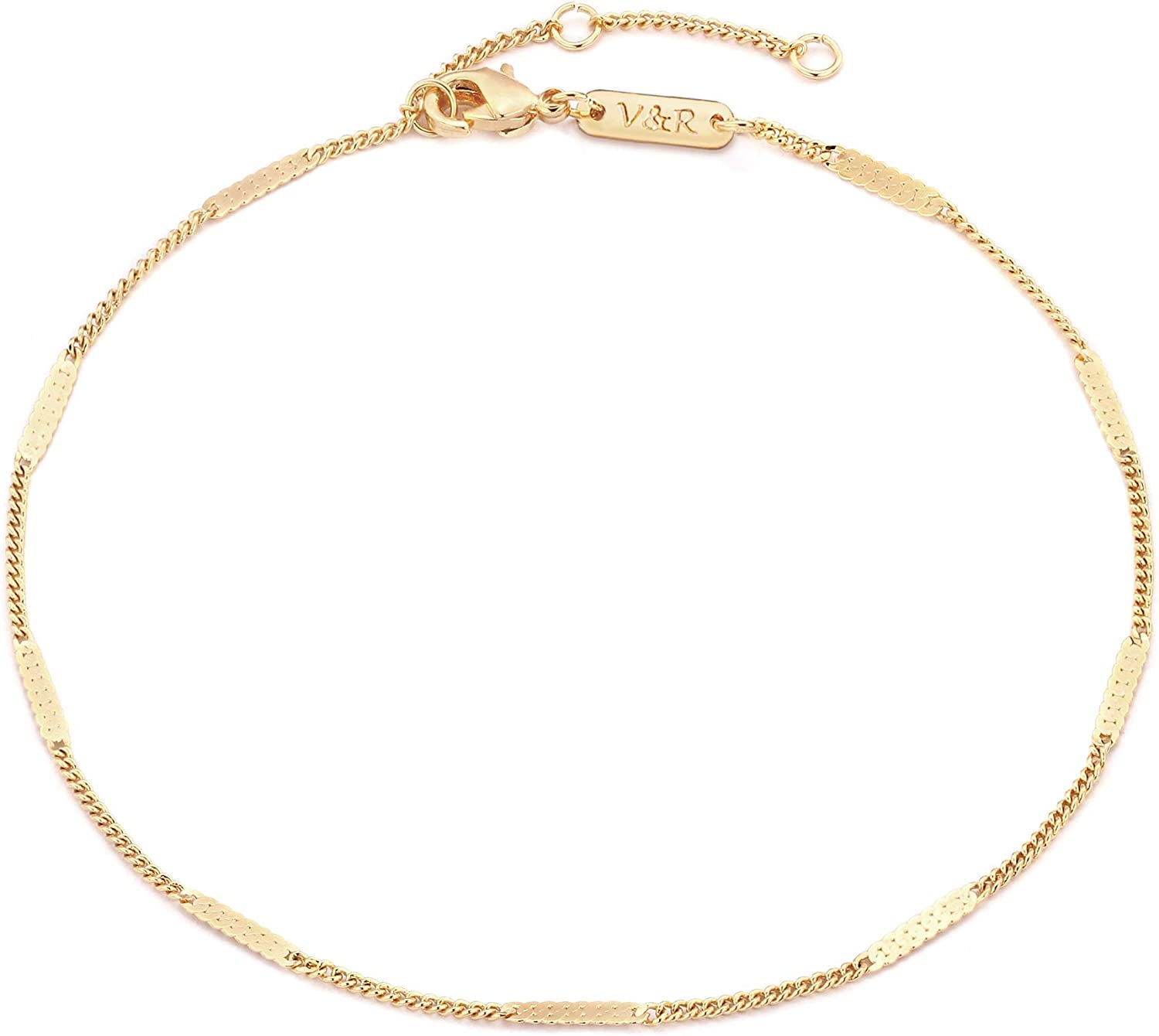 Valloey Rover Women Handmade Dainty Anklet Silver 14K Gold Plated Bead Boho Beach Rhinestone Foot Chain Adjustable Ankle Bracelet for Women Apparel & Accessories > Jewelry > Anklets Valloey Rover Barchain