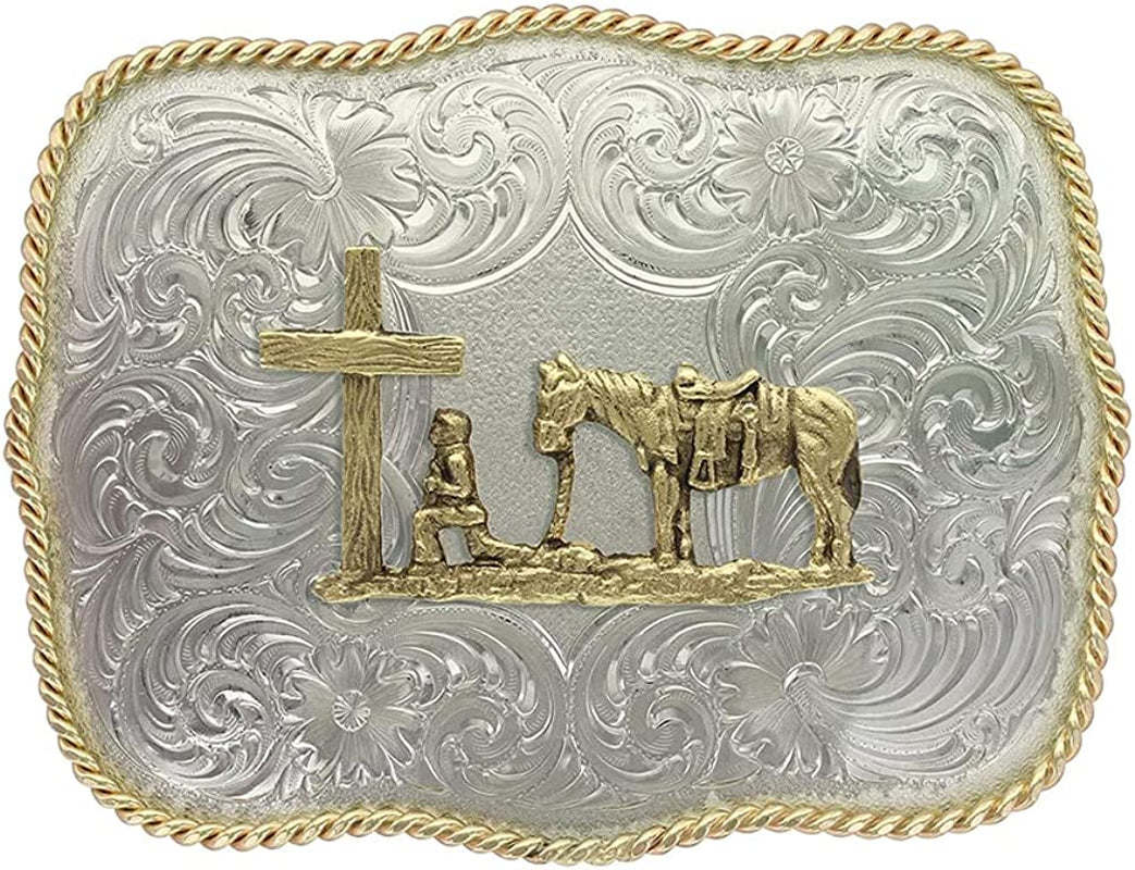 Montana Silversmiths Christian Faith Series Classic Western Buckle, Made in USA Apparel & Accessories > Clothing Accessories > Belt Buckles Montana Silversmiths Scallop Shaped - Christian Cowboy