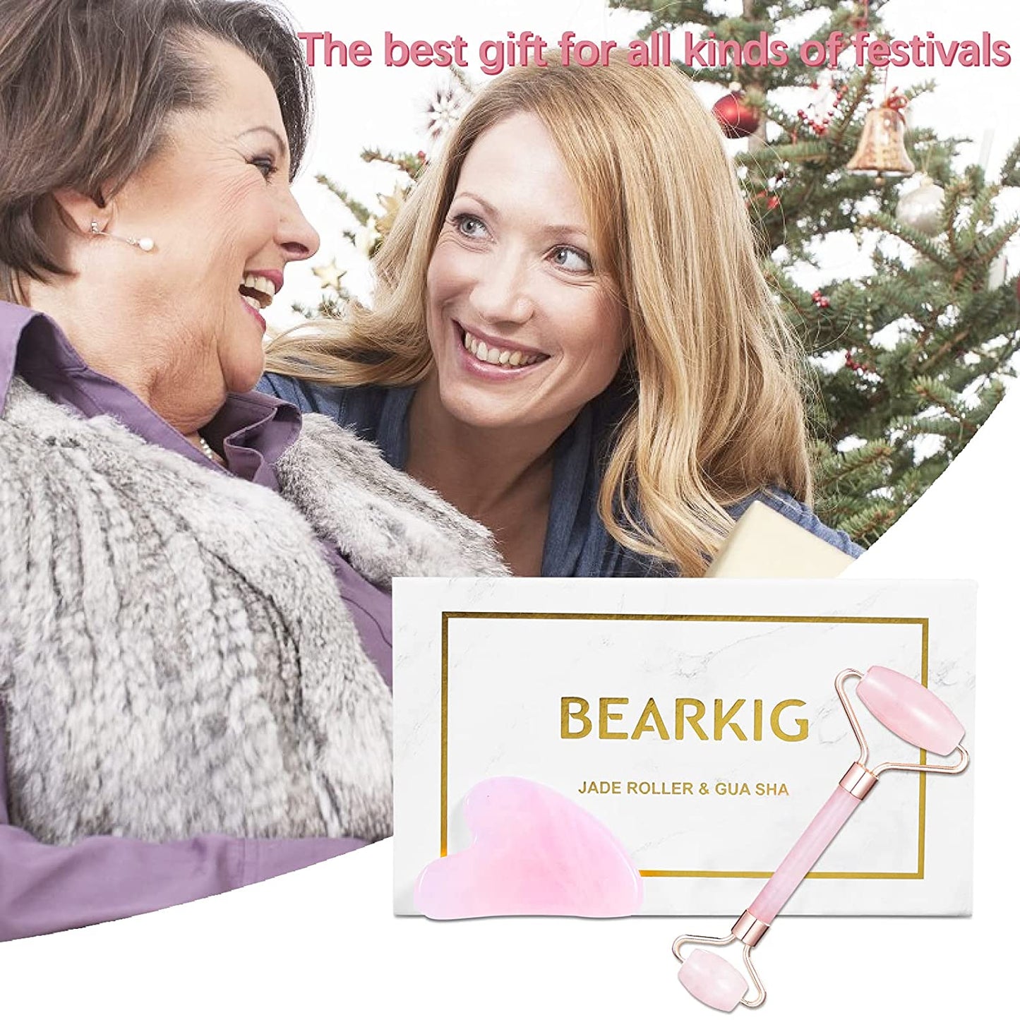 Jade Roller & Gua Sha Set, Bearkig Jade Roller for Face, Anti-Aging Rose Quartz Face Roller for Skin Care, Beauty Facial Roller Massager Tools for Face, Eye, Neck, Reduce Wrinkle & Dark Circle Health & Beauty > Personal Care > Cosmetics > Cosmetic Tools > Skin Care Tools BearKig