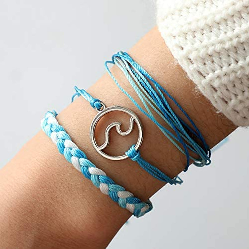 Softones VSCO String Wave Bracelets for Women Girls Handmade Colorful Waterproof Adjustable Braided Beach Bracelet Set for Women Apparel & Accessories > Jewelry > Bracelets Softones