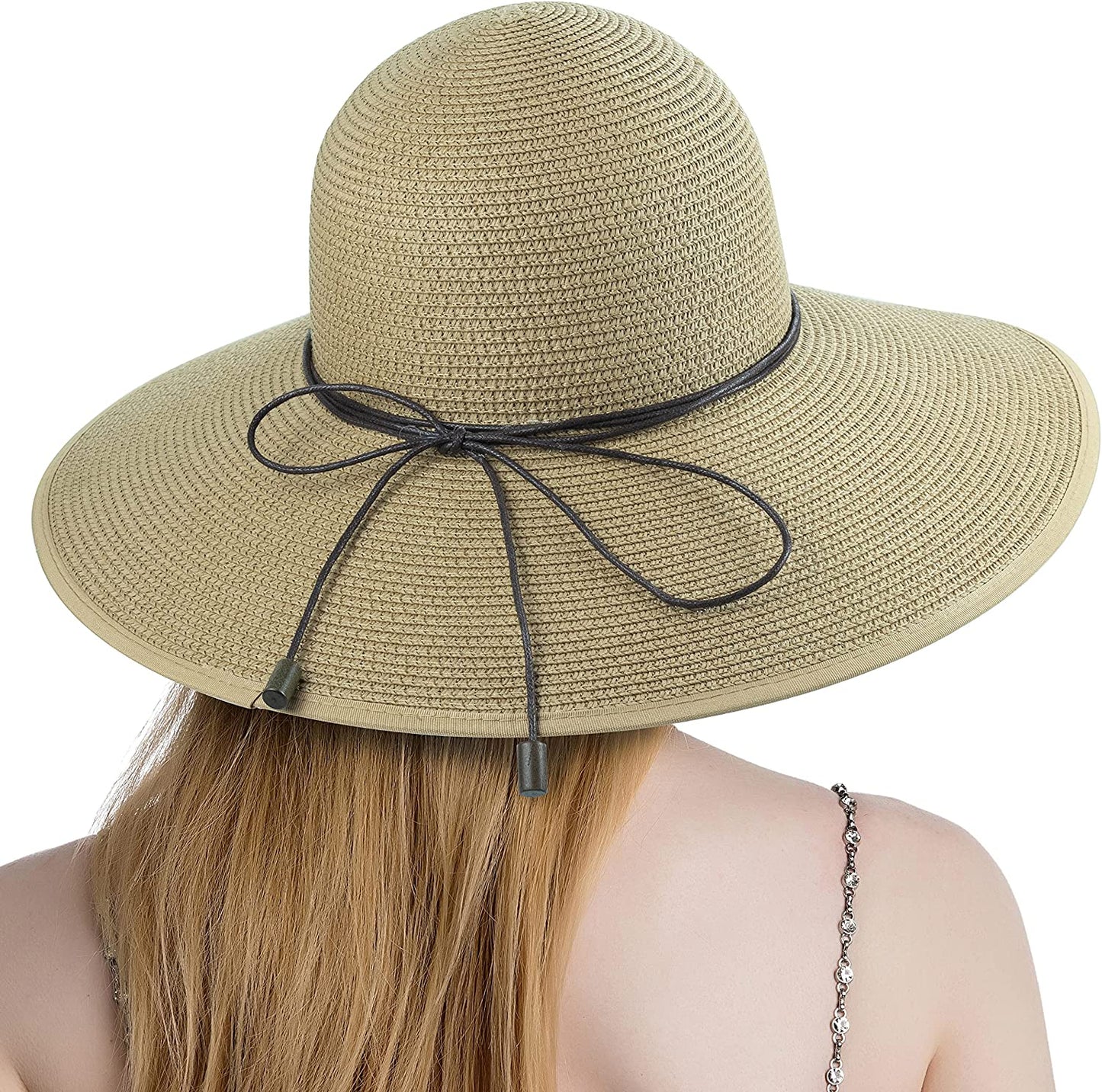 Koreshion Women Summer Wide Brim Straw Hat Beach Foldable Sun Hats Floppy Roll up Cap Uv UPF 50+ Caps Apparel & Accessories > Clothing Accessories > Hats Koreshion Brown