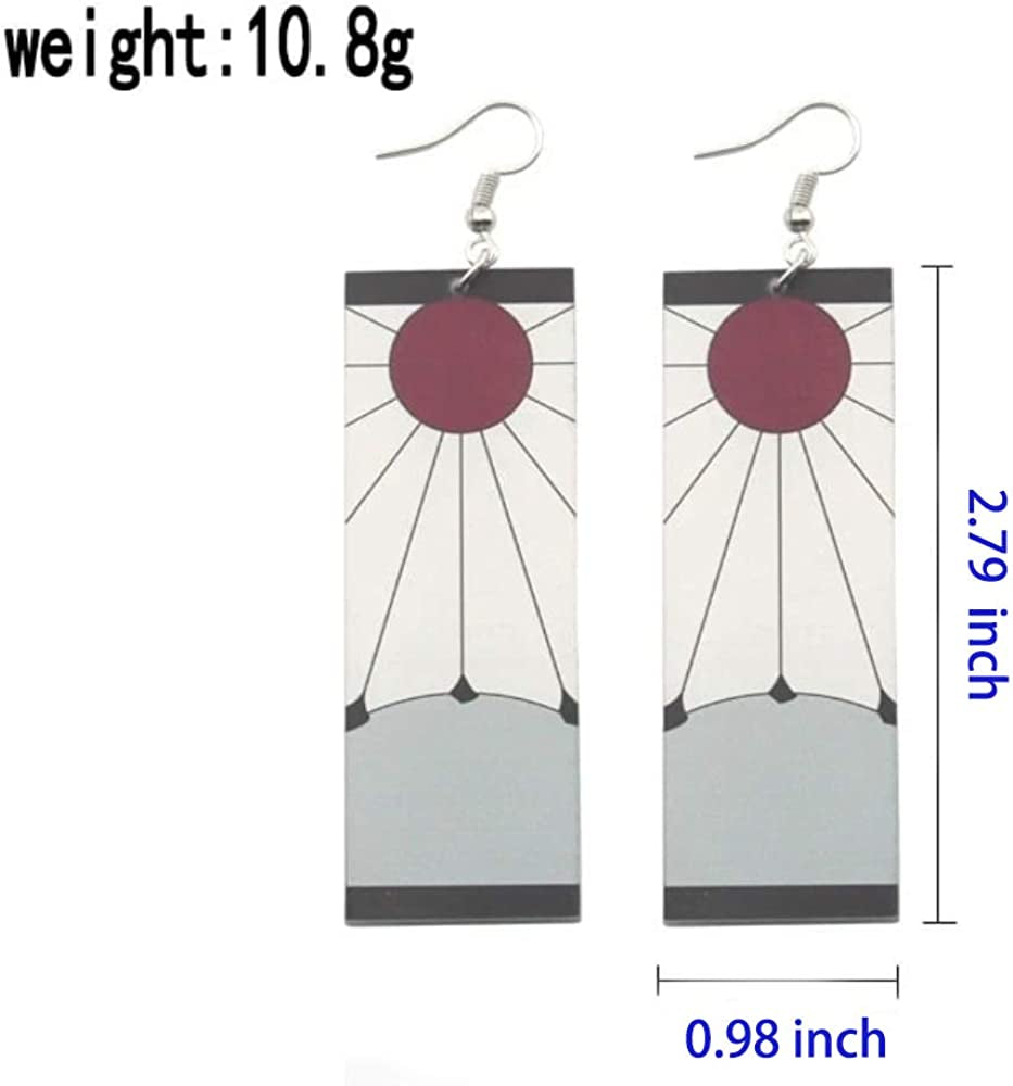 Demon Slayer Tanjiro &Hanafuda Earrings, Acrylic Earrings, Kimetsu No Yaiba Cosplay Anime Earrings Apparel & Accessories > Jewelry > Earrings FunMular