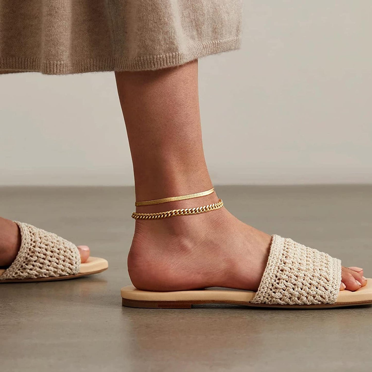 Kissyan Gold Layered Ankle Bracelets for Women, Dainty 14K Gold Plated Layering Anklets Set Adjustable Fashion Cuban Link Snake Tennis Chain Ankles Summer Beach Foot Jewelry Gifts for Women Girls Apparel & Accessories > Jewelry > Anklets KissYan