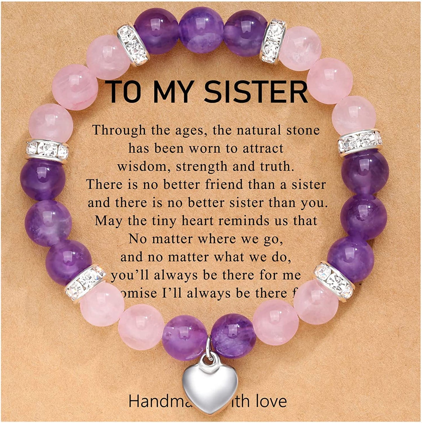UNGENT THEM Sister/Sister in Law/Unbiological Sister/Big Sister/Best Friend/Friendship Bracelets for Women Birthday Christmas Valentine'S Day Gifts Apparel & Accessories > Jewelry > Bracelets UNGENT THEM Sister-Purple&Pink