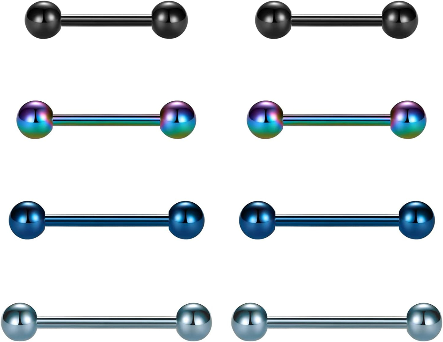 Vcmart Nipple Rings Tongue Rings Stainless Steel 14G Straight Barbells Piercing Jewelry 12Mm,14Mm,16Mm,18Mm Apparel & Accessories > Jewelry > Body Jewelry vcmart 6 -mix color