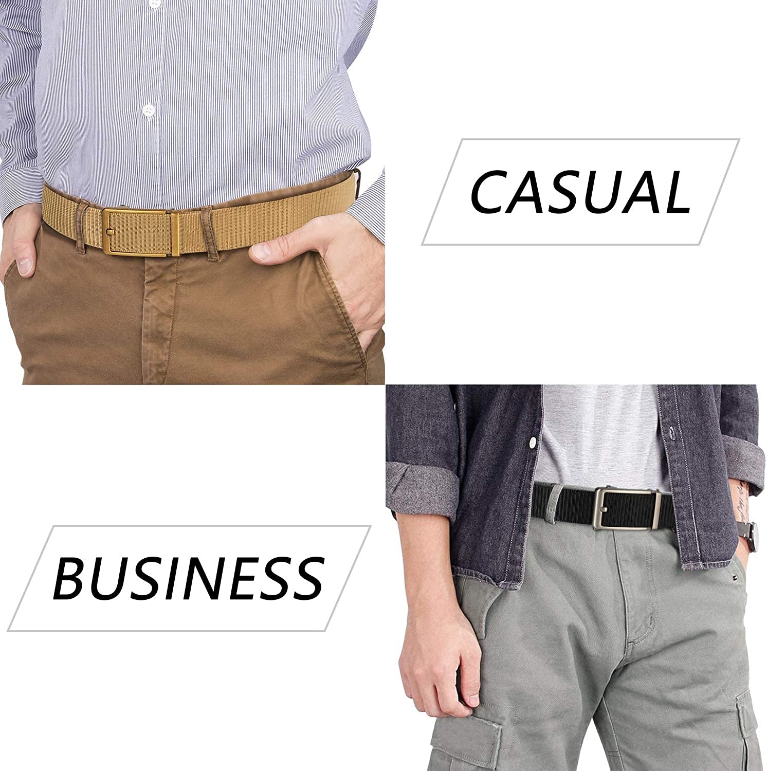 ITIEZY Men'S Nylon Ratchet Belt 2Pack, Adjustable Web Military Tactical Belt with Automatic Slide Buckle, Trim to Fit Apparel & Accessories > Clothing Accessories > Belts ITIEZY