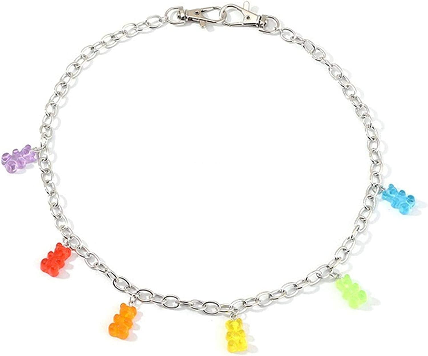 Punk Mushroom Dice Gummy Bear Pendant Pocket Wallet Chain Silver Color Butterfly Dinosaur Jean Pants Belt Chains Hip Hop Thorn Waist Belly Body Chain for Women Girls Jewelry(Bear) Apparel & Accessories > Jewelry > Body Jewelry U ONE