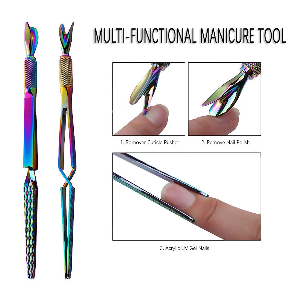 SILPECWEE 1 Pcs Colorful Stainless Steel Nail Art Pincher Cuticle Pusher False Nail Shaping Tweezers Multi-Function Manicure Tools Health & Beauty > Personal Care > Cosmetics > Cosmetic Tools > Nail Tools SILPECWEE