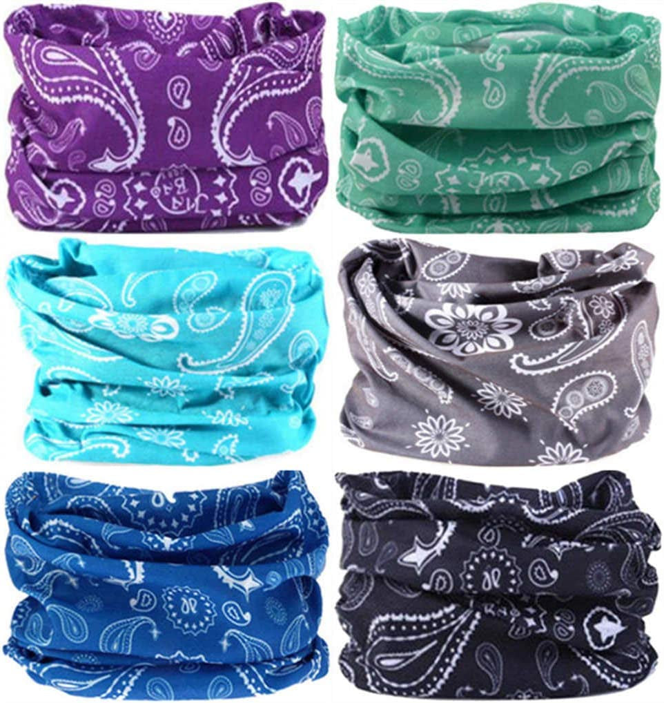VANCROWN Headband Neck Gaiter Head Wrap Headwear Face Mask Magic Scarf Bandana for Men and Women Apparel & Accessories > Clothing Accessories > Headwear VANCROWN 6PCS.Paisley 2