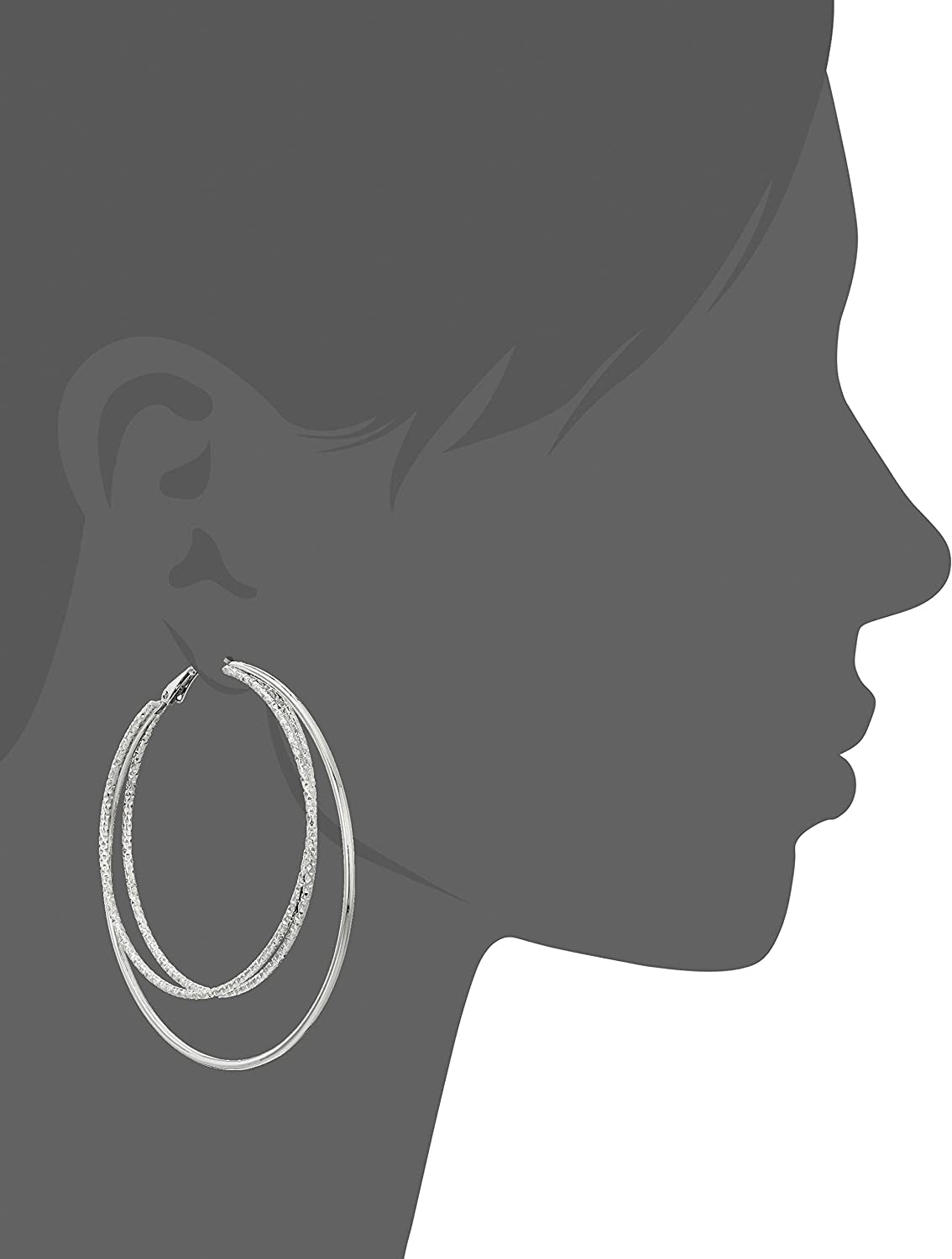 Guess Smooth and Textured Wire Silver Hoop Earrings Apparel & Accessories > Jewelry > Earrings GUESS Jewelry Child Code