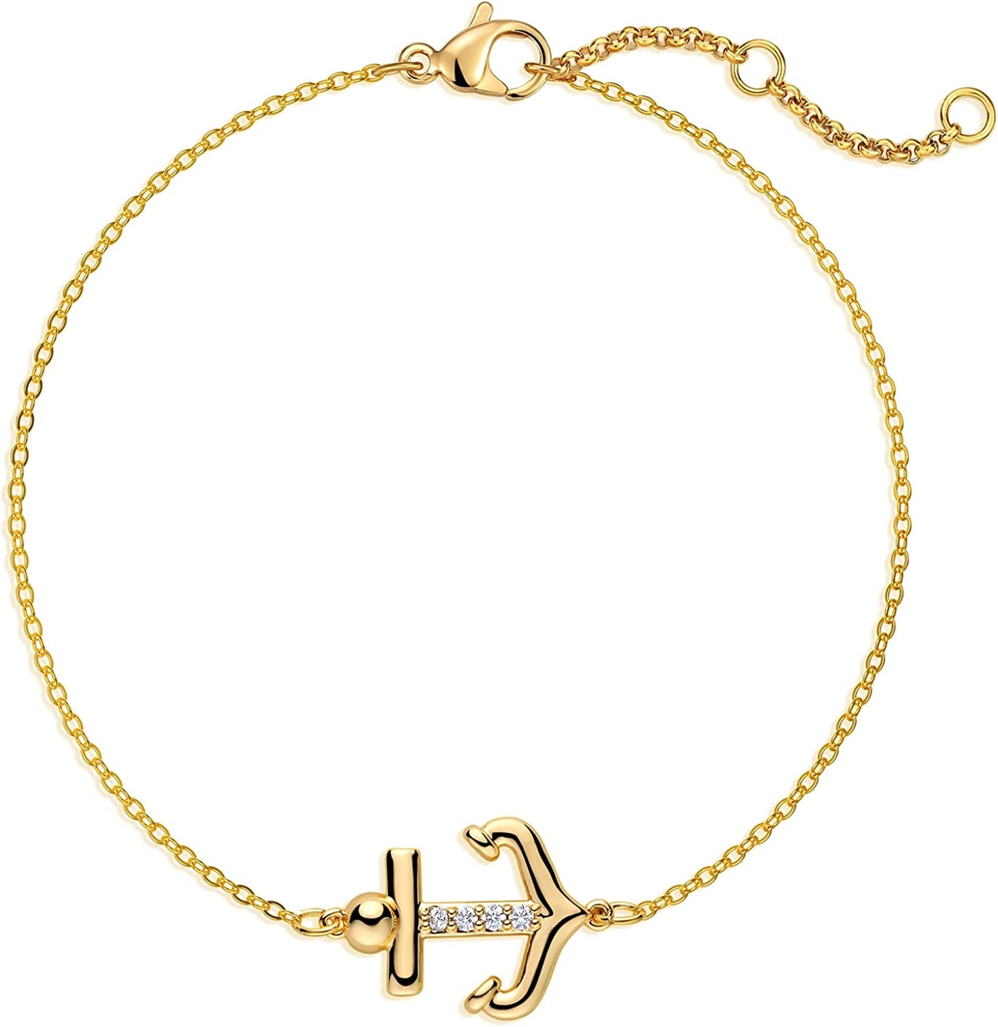 Mevecco Gold Evil Eye Charm Anklet,14K Gold Plated Boho Beach Dainty Cute Tiny Lucky Star Foot Chain Ankle Bracelet Silver Beaded Chain Anklet for Women Apparel & Accessories > Jewelry > Anklets MEVECCO Boat Anckor