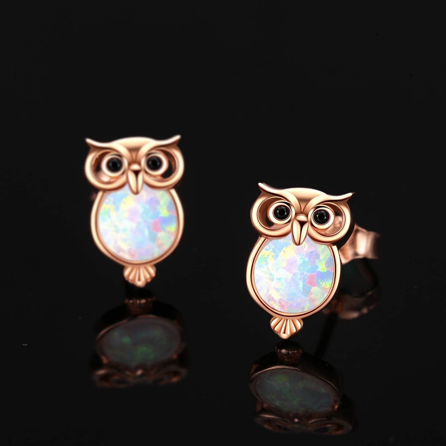 Cuoka Owl Stud Earrings,Owl Necklace 925 Sterling Silver Opal Owl Earrings Hypoallergenic Heart Animal Owl Jewelry Gifts for Women Girls Owl Lovers Apparel & Accessories > Jewelry > Earrings Cuoka