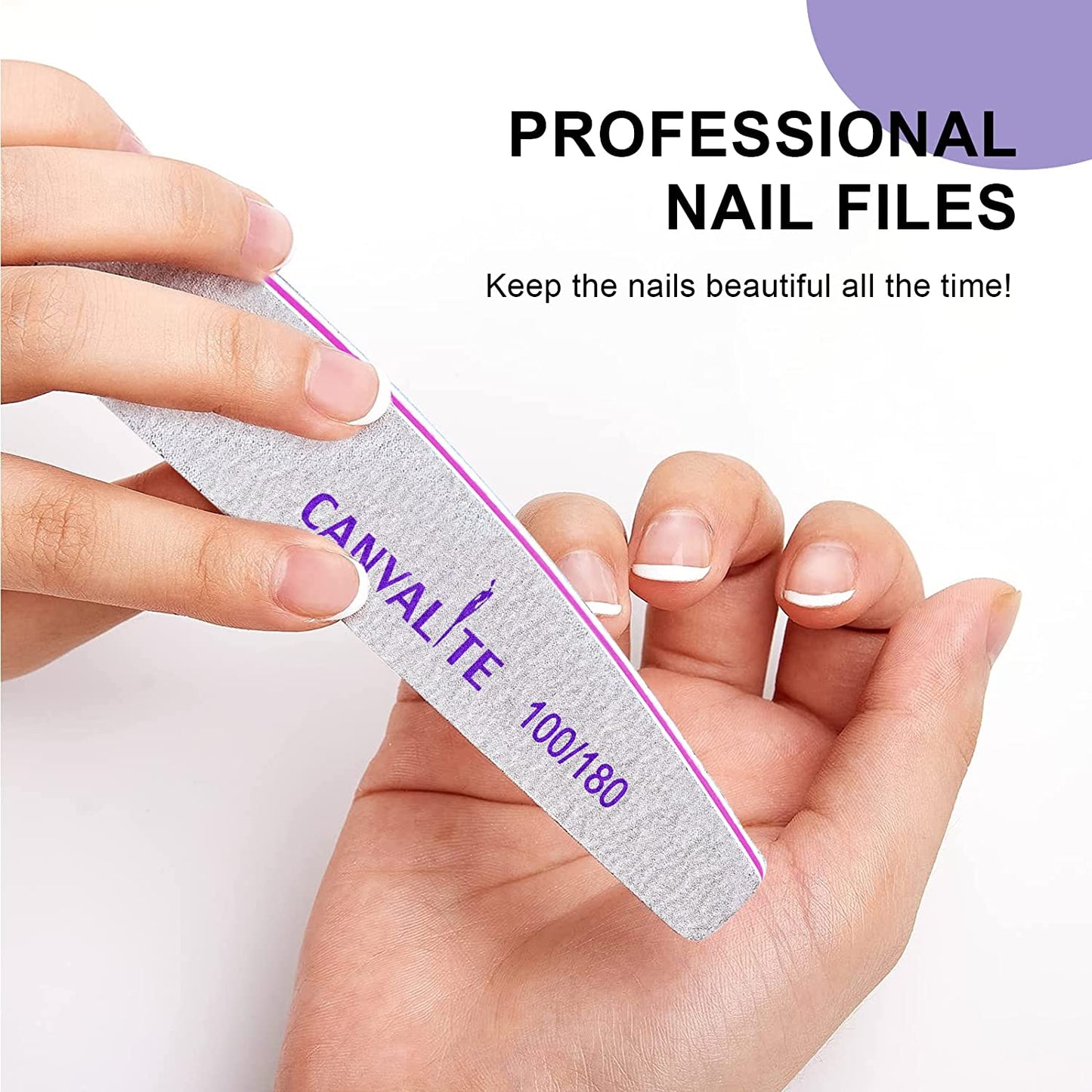 Canvalite 10 PCS Nail File Professional Nail Files Reusable Double Sided Emery Board(100/180 Grit) Nail Styling Tools for Home and Salon Use Health & Beauty > Personal Care > Cosmetics > Cosmetic Tools > Nail Tools CANVALITE