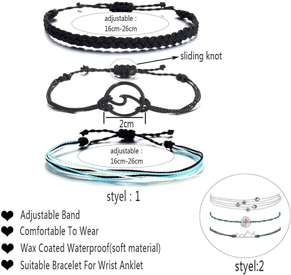 Long Tiantian Wave Bracelets for Teen Girls Cute Boho Braided String Beach Ocean Bracelet for Women Summer Jewelry Gift Apparel & Accessories > Jewelry > Anklets Long tiantian