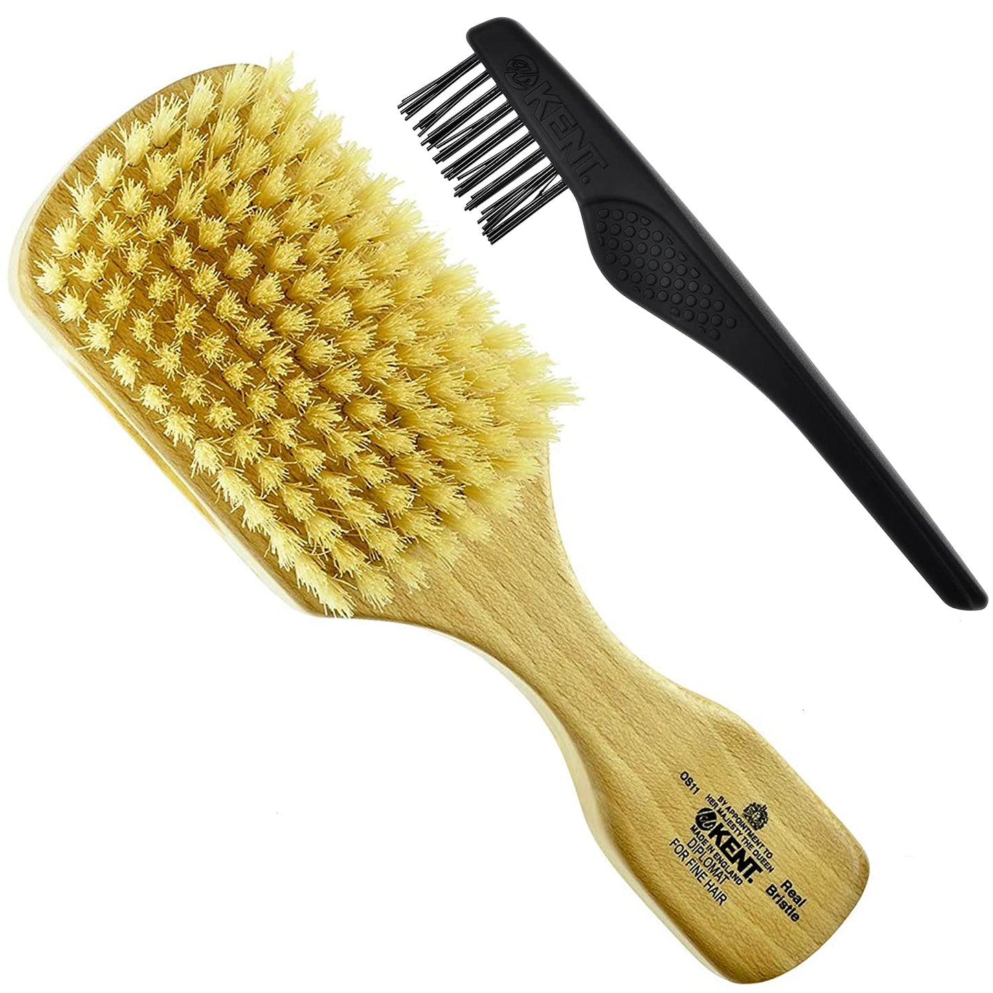 Kent OS11 Satinwood Rectangular Military Club Hair Brush and Facial Brush for Beard Care, Soft White Natural Boar Bristle Brush for Fine or Thinning Hair Mens Grooming, Hair Care, and Beard Brush Health & Beauty > Personal Care > Hair Care KENT White OS11 + LPC3