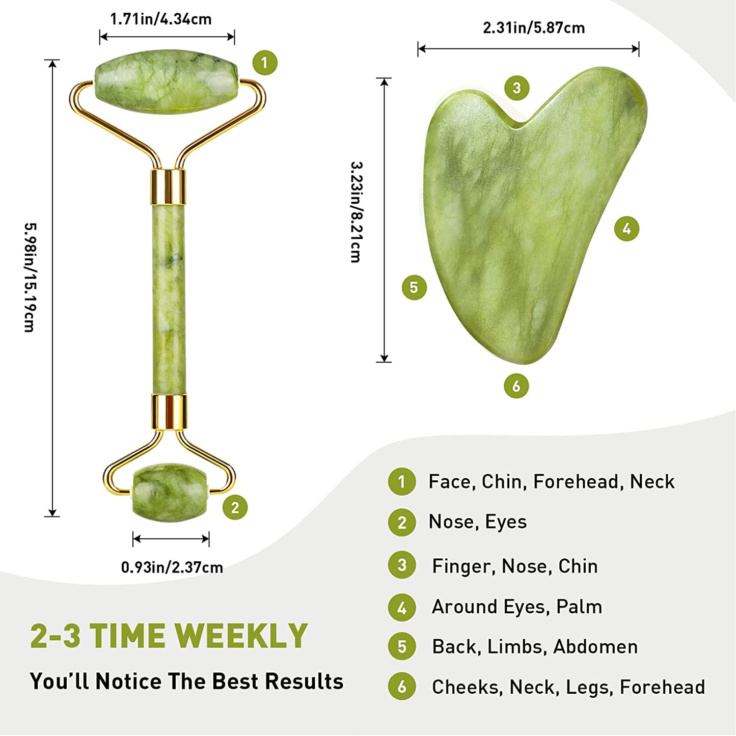 Jade Roller & Gua Sha Stone,Face Roller Skin Care,Gua Sha Massage Tool,100% Natural Jade,Anti-Aging Facial Roller for Face,Neck,Body Muscle Relaxing Health & Beauty > Personal Care > Cosmetics > Cosmetic Tools > Skin Care Tools TriFirmum