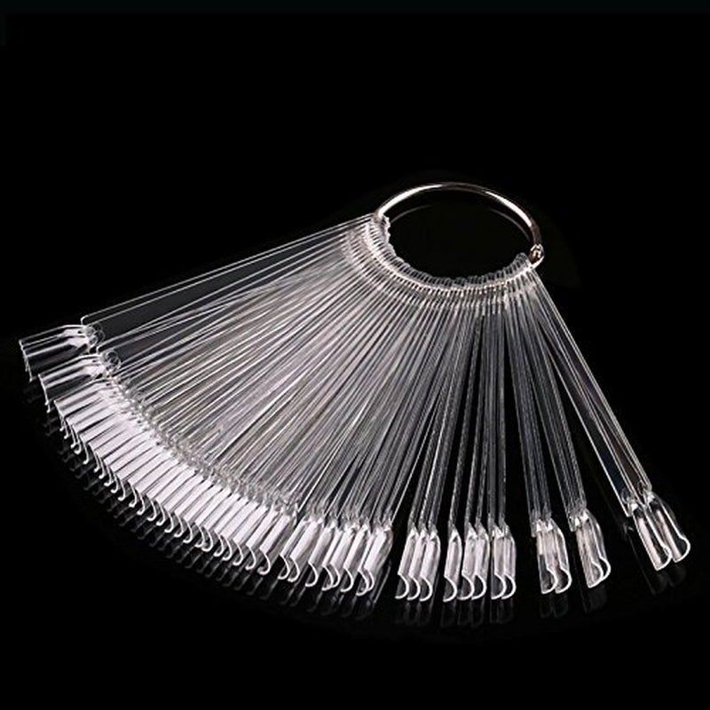 Tfscloin 100Pcs Fan-Shaped Nail Swatch Sticks, False Fake Nail Art Tips Sticks Polish Gel Salon Display Practice Tools with Metal Split Ring Holder (Clear) Health & Beauty > Personal Care > Cosmetics > Cosmetic Tools > Nail Tools Tfscloin