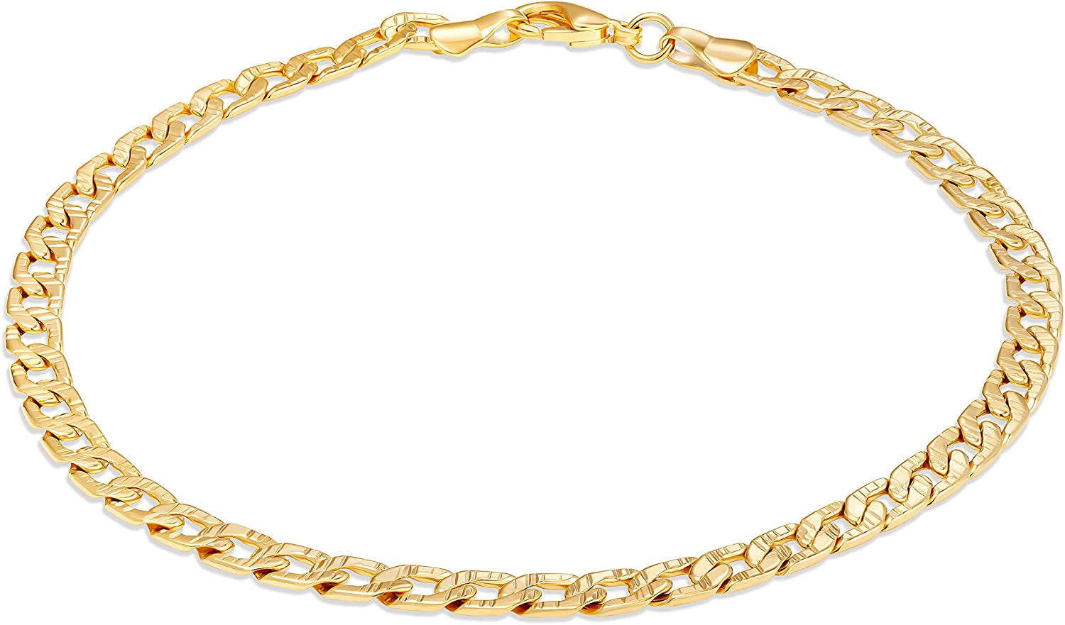 Barzel 18K Gold Plated Pave Curb Anklet for Women - Made in Brazil Apparel & Accessories > Jewelry > Anklets Barzel
